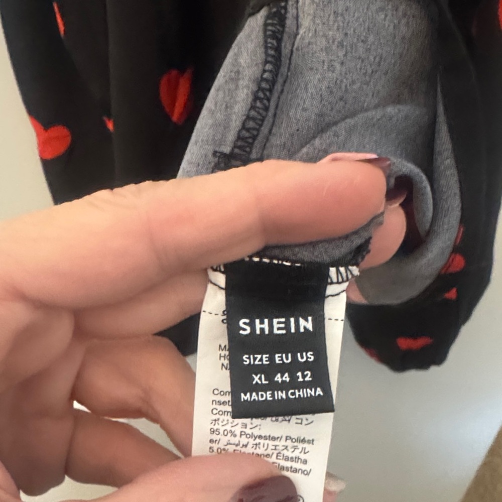 SHEIN Black and Red Heart Blouse - Picture 2 of 9